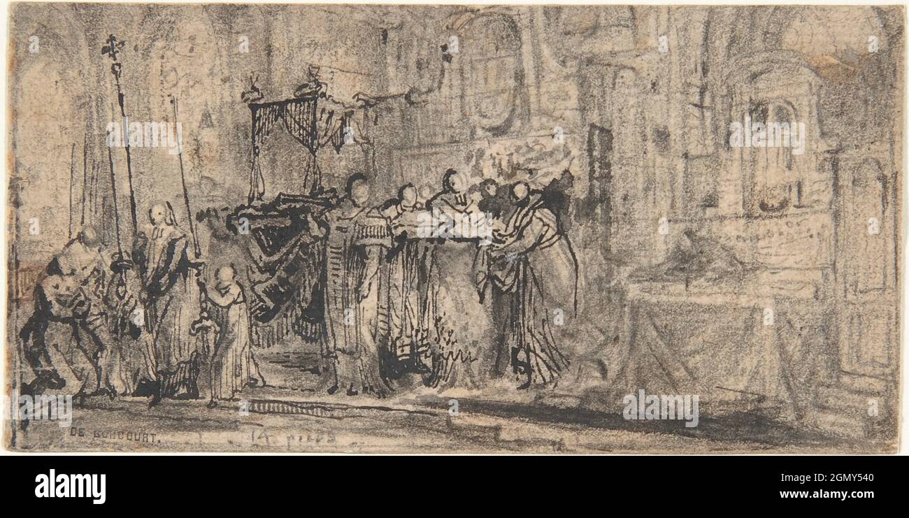 Coronation Regalia Carried in Procession at Saint-Denis. Artist: Gabriel de Saint-Aubin (French, Paris 1724-1780 Paris); Date: 1775; Medium: Pen and Stock Photo