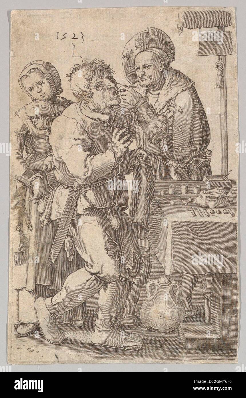 The Dentist (reverse copy). Artist: Jan Muller (Netherlandish, Amsterdam 1571-1628 Amsterdam); Artist: After Lucas van Leyden (Netherlandish, Leiden Stock Photo