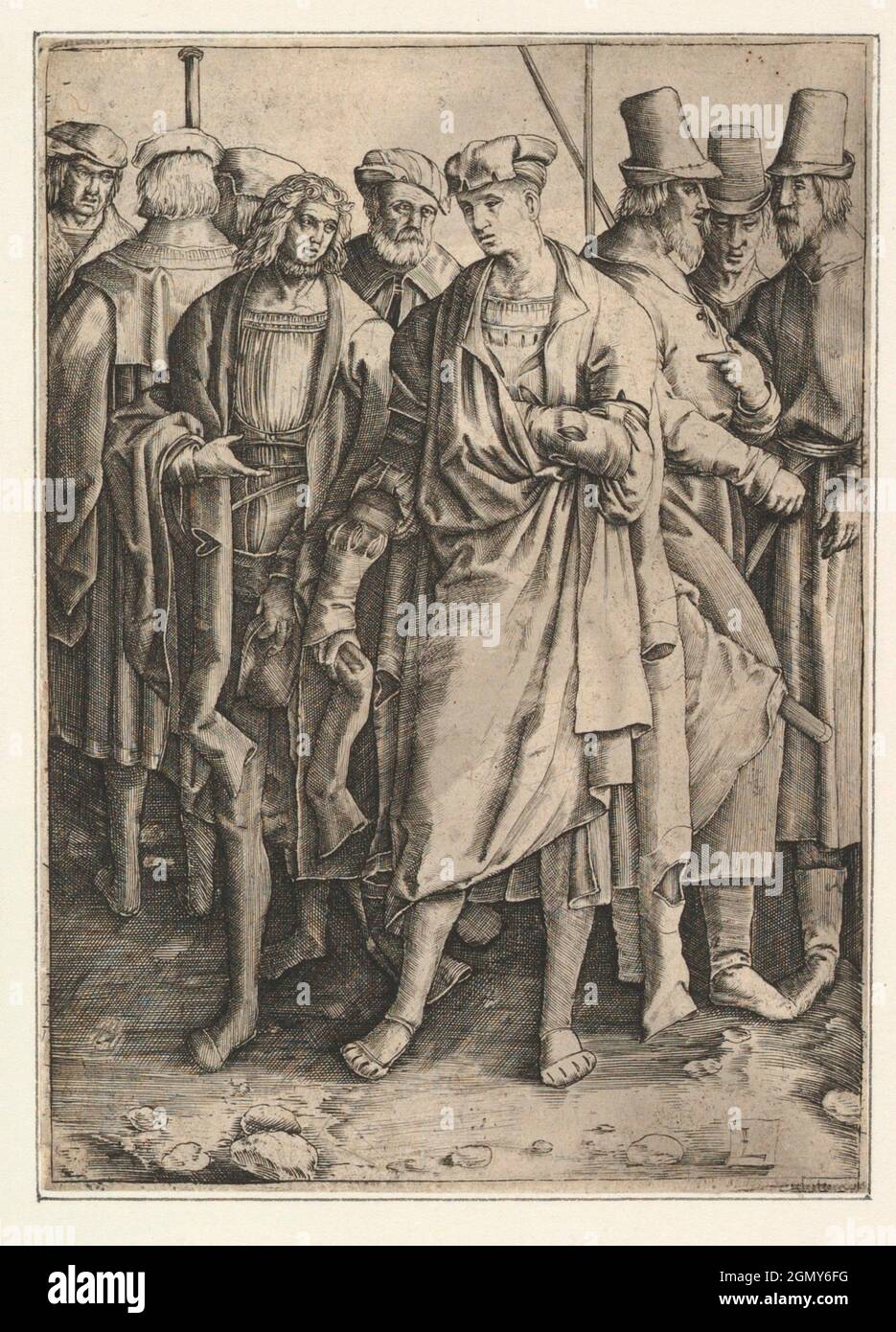 Group of Armed Men (copy). Artist: Jan Muller (Netherlandish, Amsterdam 1571-1628 Amsterdam); Artist: After Lucas van Leyden (Netherlandish, Leiden Stock Photo