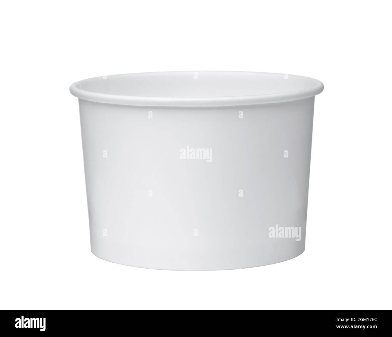 White empty disposable ice cream paper cup isolated on white Stock Photo