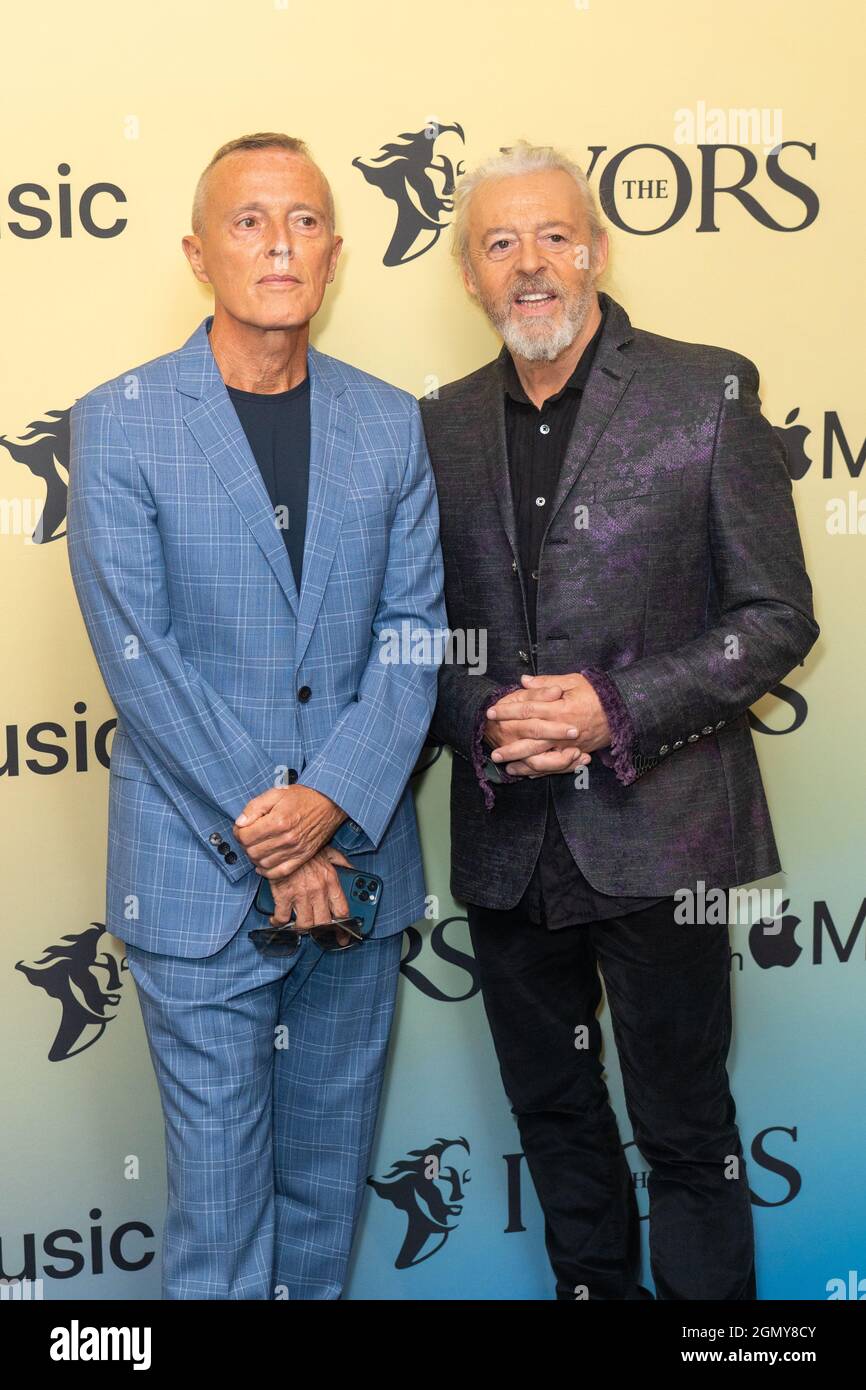 Kurt Smith (left) and Roland Orzabal of Tears for Fears arriving at the Annual Ivor Novello Songwriting Awards at Grosvenor House in London. Picture date: Tuesday September 21, 2021. Stock Photo