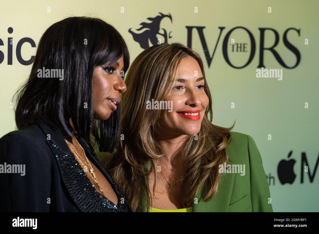 Shaznay Lewis (left) and Melanie Blatt arriving at the Annual Ivor Novello  Songwriting Awards at Grosvenor House in London. Picture date: Tuesday  September 21, 2021 Stock Photo - Alamy