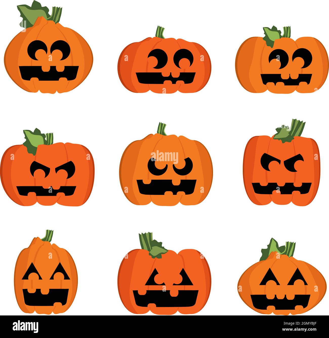 Set of Halloween pumpkins - vector illustration Stock Vector Image ...
