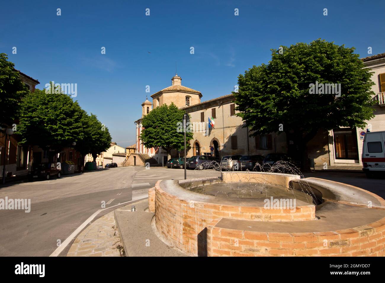 Village, Fortress, Fountain, Montecarotto, Ancona, Marche, Italy, Europe Stock Photo