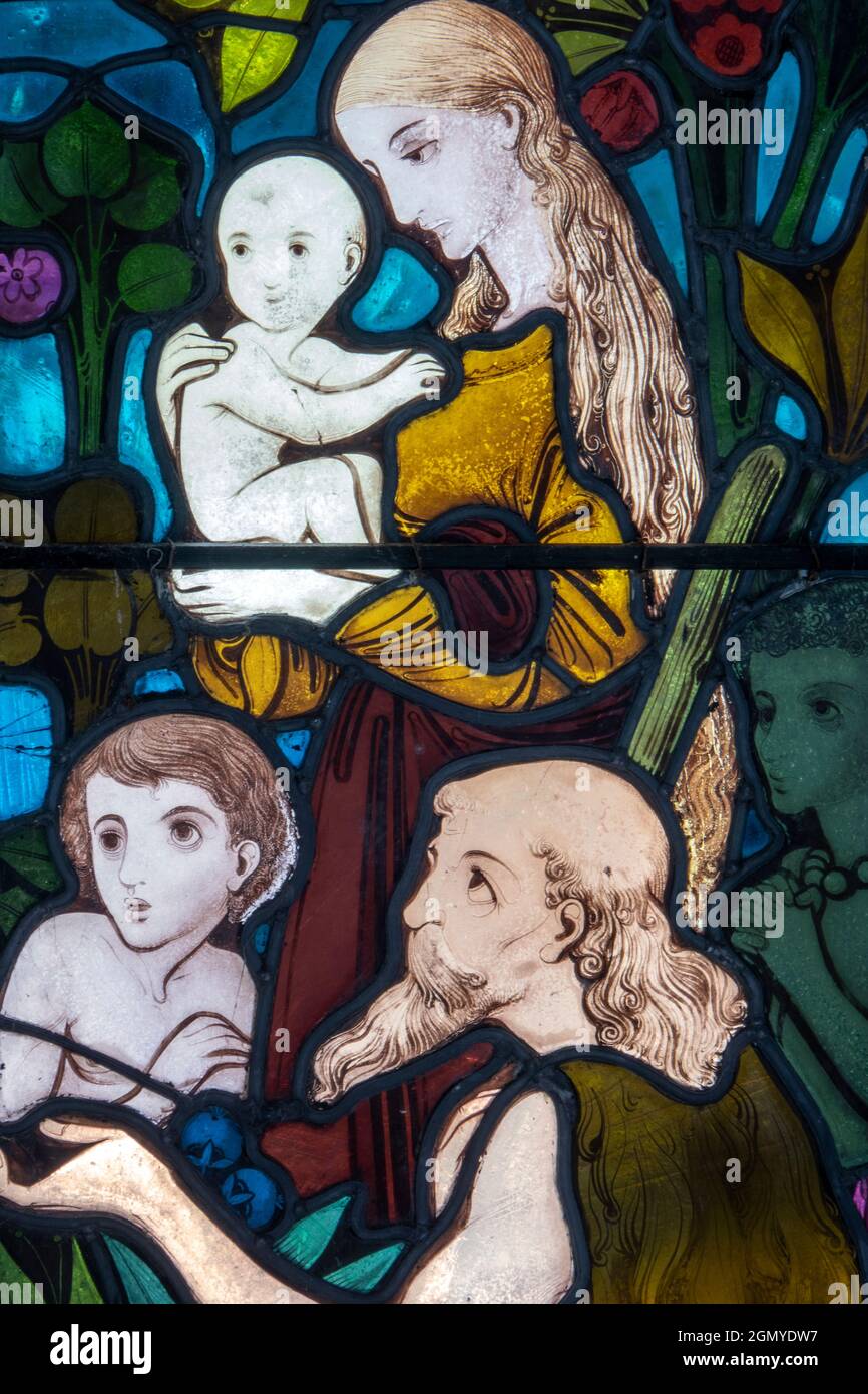 Stained Glass window,  St Peter's Church, Dunton, Norfolk Stock Photo