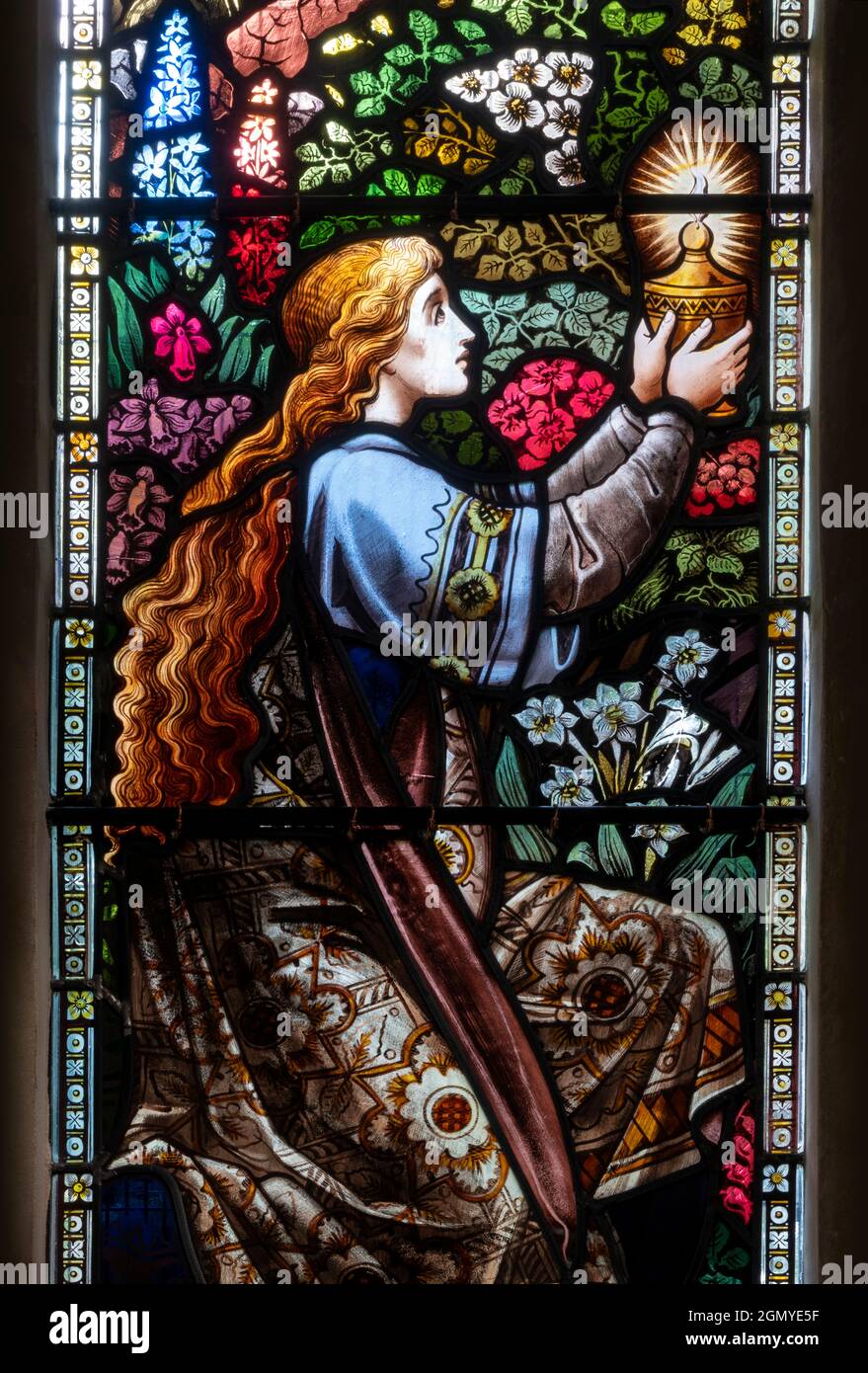 Stained Glass window,  St Peter's Church, Dunton, Norfolk Stock Photo