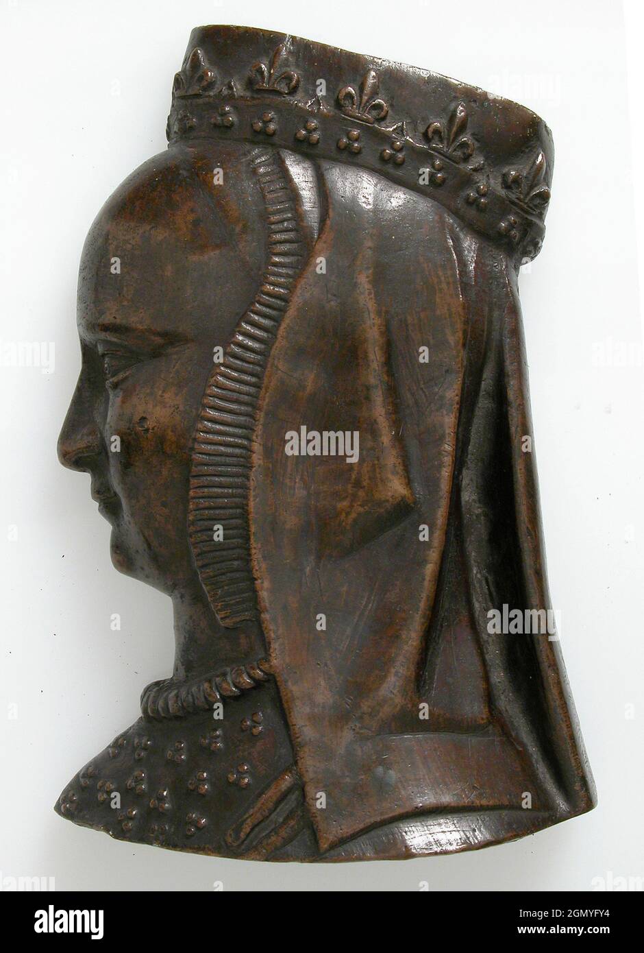 Plaque, Anne of Brittany. Date: 15th century; Culture: French; Medium: Copper alloy; Dimensions: Overall: 9 9/16 x 6 9/16 x 2 7/16 in. (24.3 x 16.6 x Stock Photo