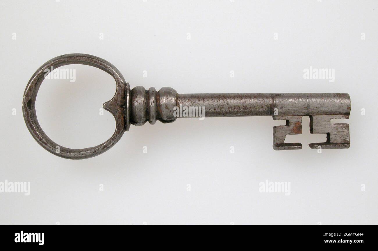 Key. Date: 15th century; Culture: German; Medium: Iron; Dimensions: Overall: 5 3/16 x 1 5/8 x 11/16 in. (13.2 x 4.2 x 1.7 cm); Classification: Stock Photo