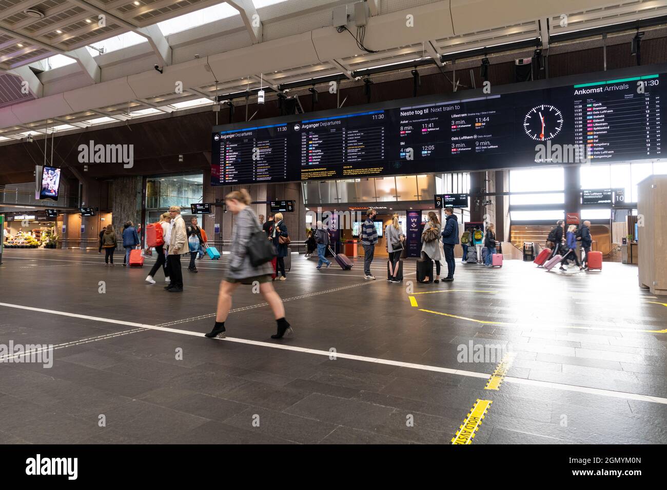 Oslo, Norway. September 2021.  Interior view of the central railway station in the city center Stock Photo