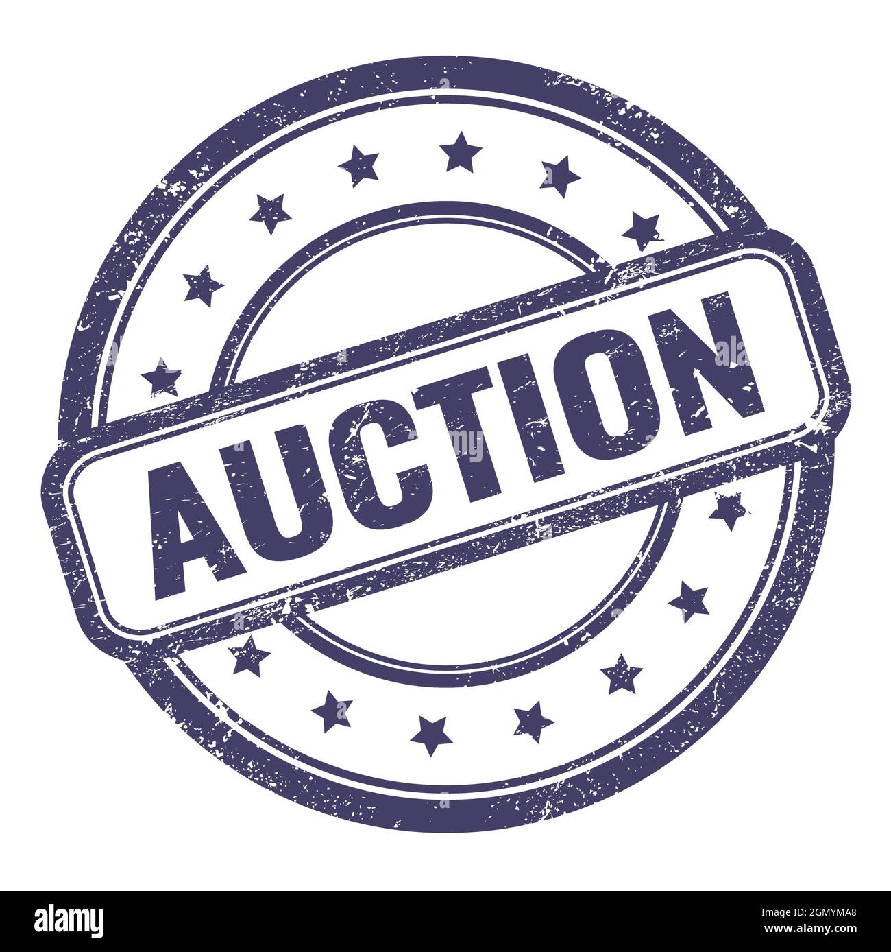 AUCTION text on indigo blue grungy vintage round rubber stamp Stock ...