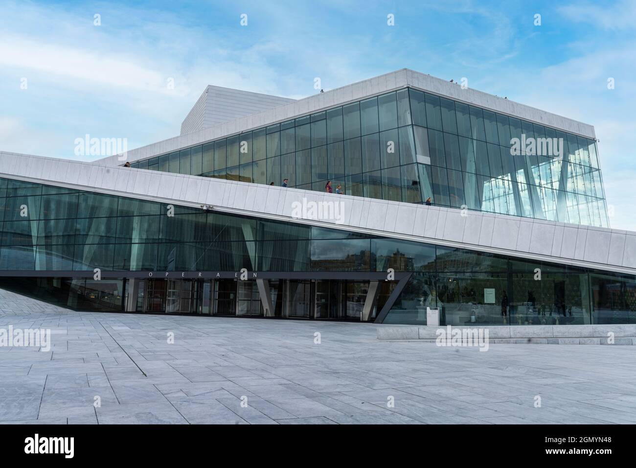 Oslo, Norway. September 2021.  panoramic view of the  Oslo Opera House in the city center Stock Photo