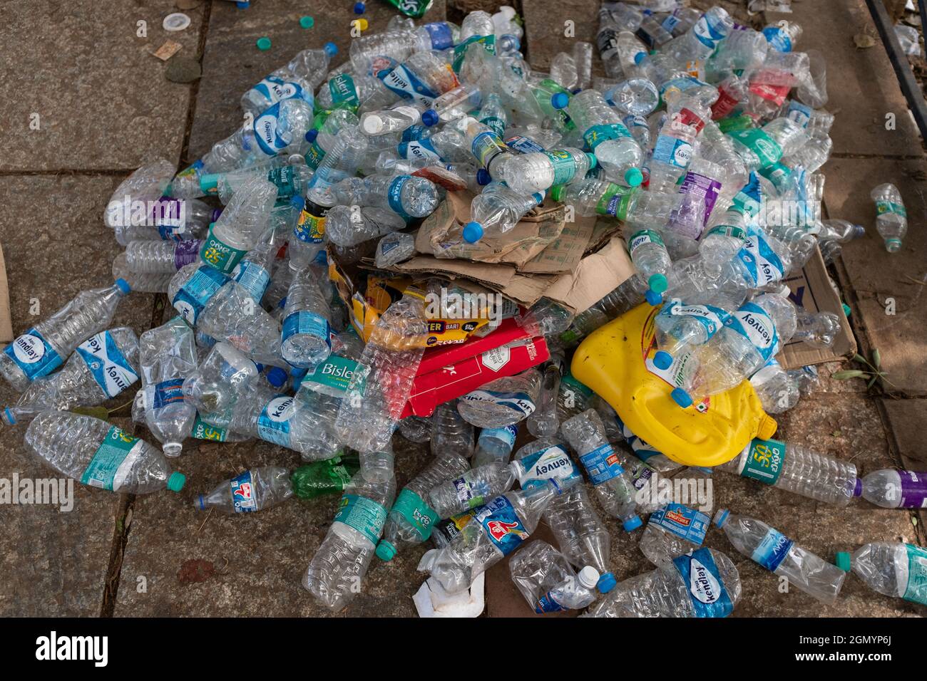 Hyderabad, India.20 September, 2021. A heap of plastic water bottle
