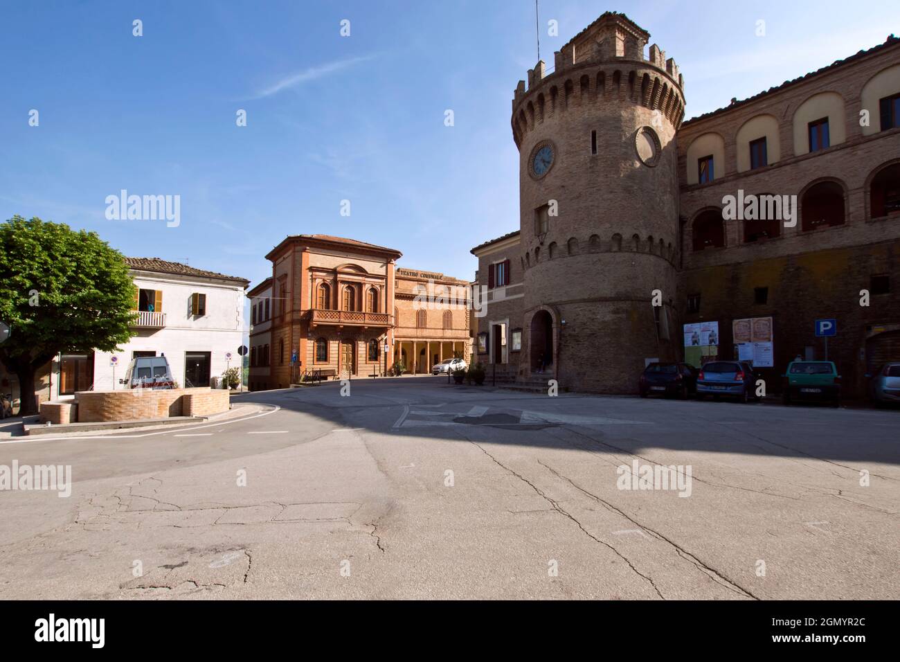 Village, Fortress, Montecarotto, Marche, Italy, Europe Stock Photo