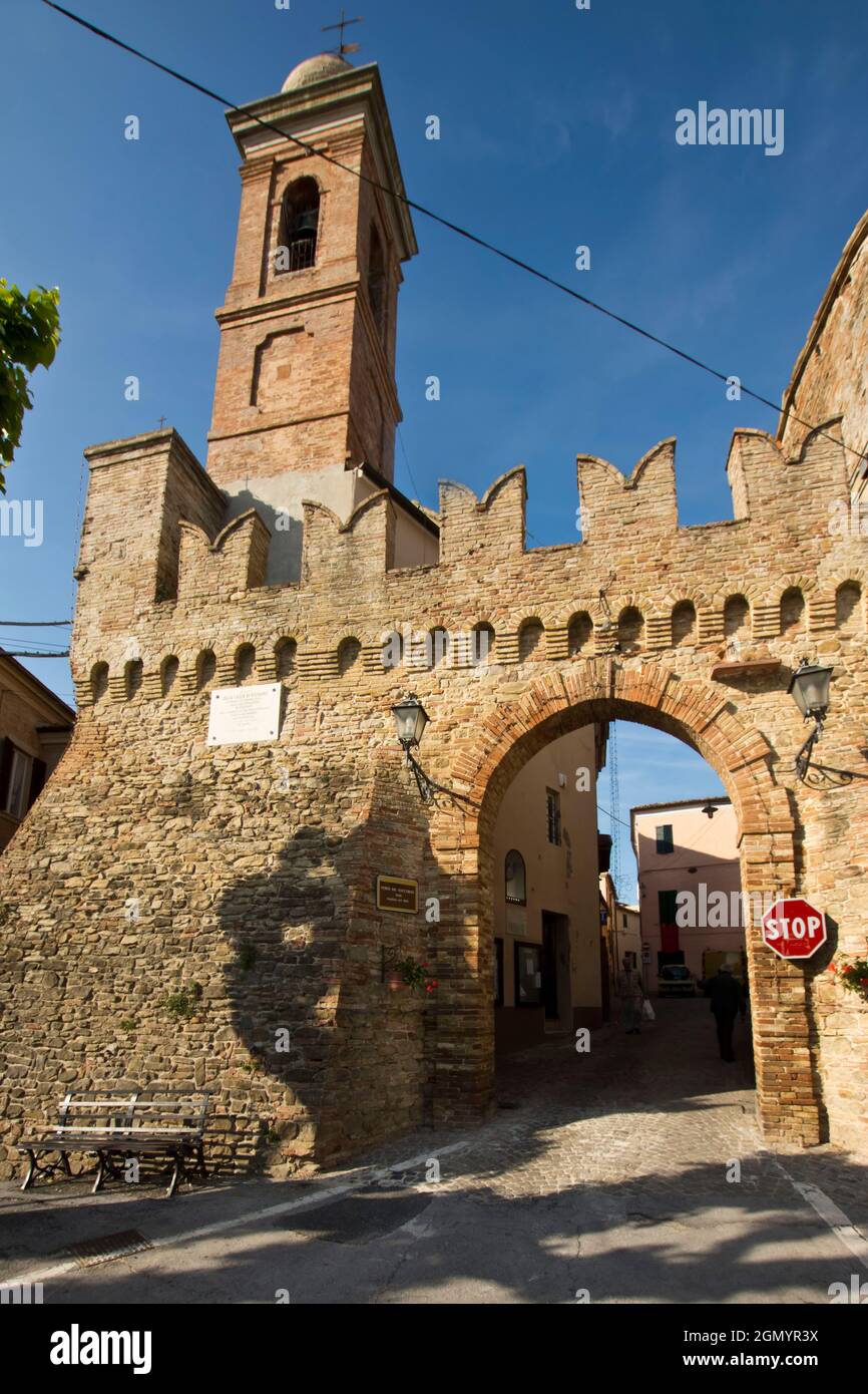 Village, Fortress, Poggio San Marcello, Marche, Italy, Europe Stock Photo