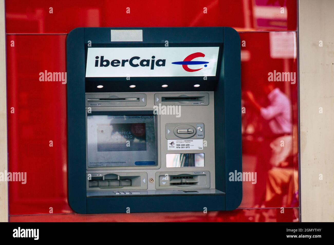 Seville Spain September 18, 2021 ATM located in the streets of Seville