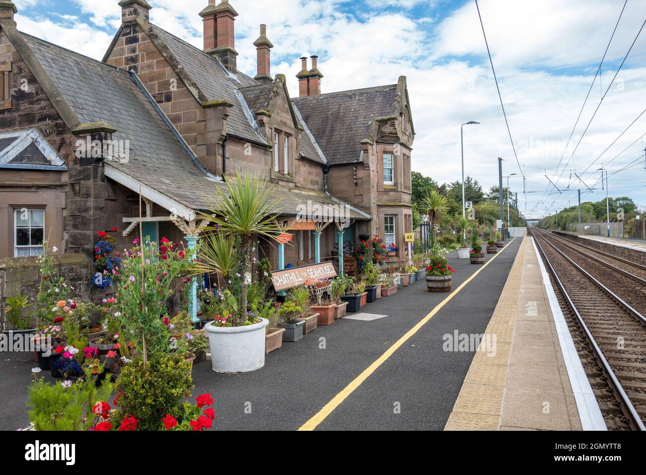 Grade 2 listed Chathill railway station on the east coast mainline. Stock Photo