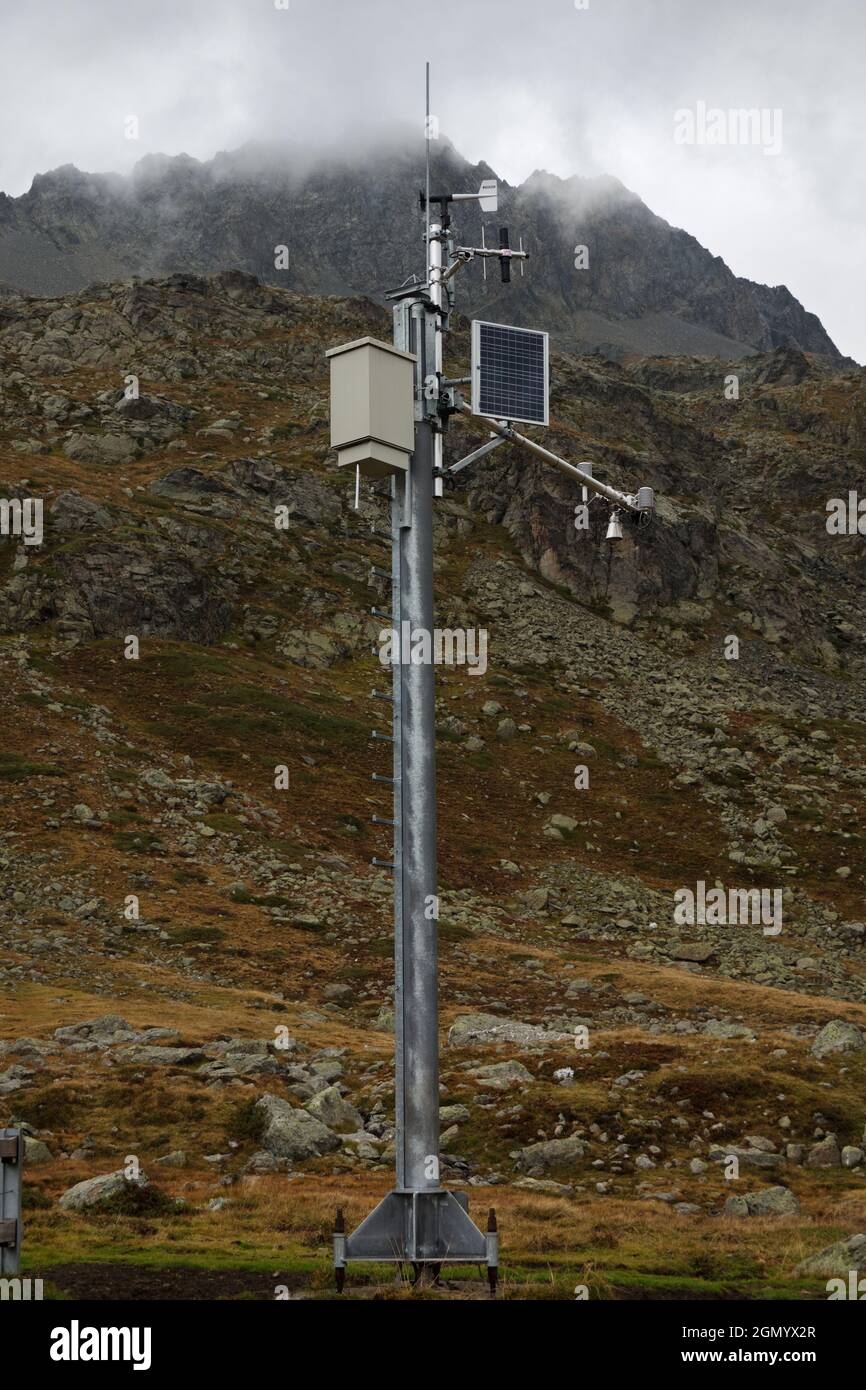 Weather station in the Swiss alps Stock Photo