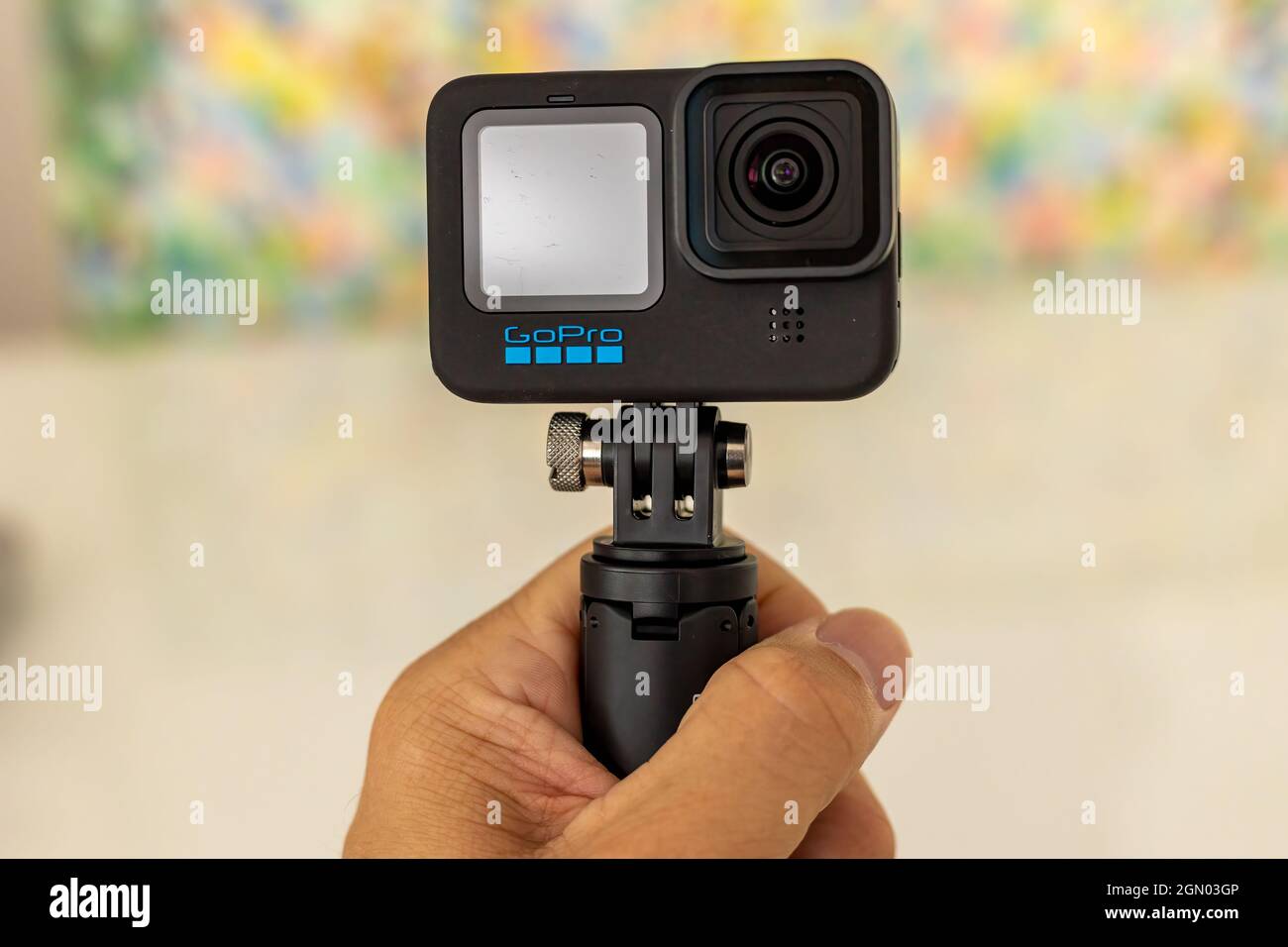 Frankfurt, Germany - 20th September 2021: A german photographer bought the  all new GoPro Hero 10 action camera, unboxing the extra bundle Stock Photo  - Alamy