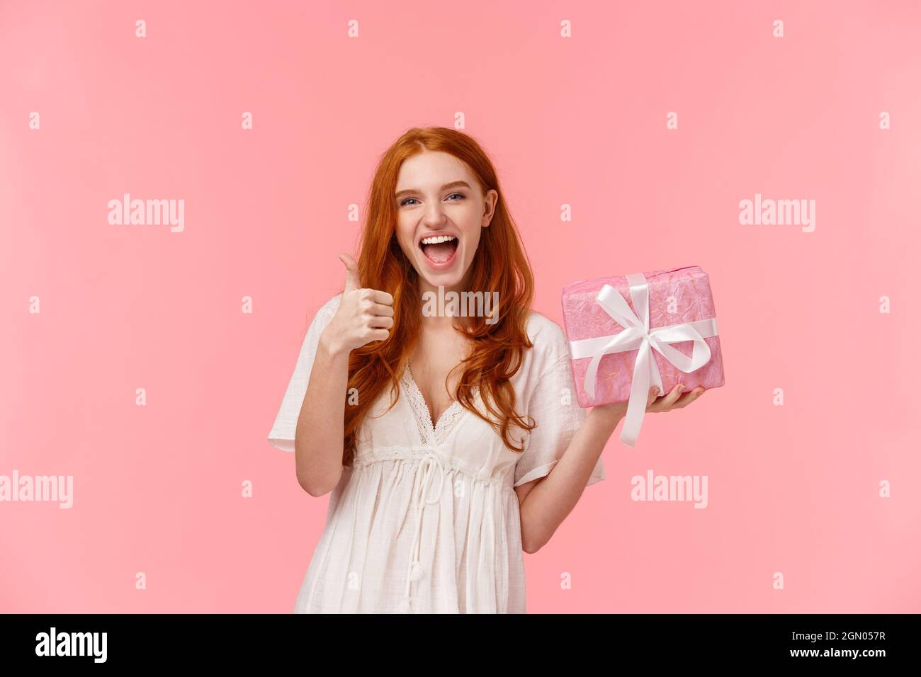 Fantastic gift, thank you. Upbeat and excited, happy cheerful redhead ...