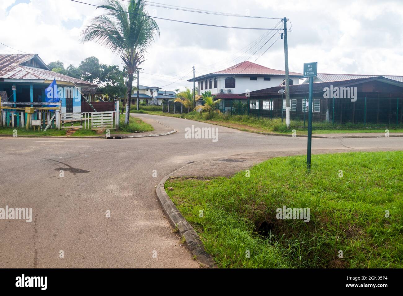 Street in Saint-Georges town, French Guiana Stock Photo