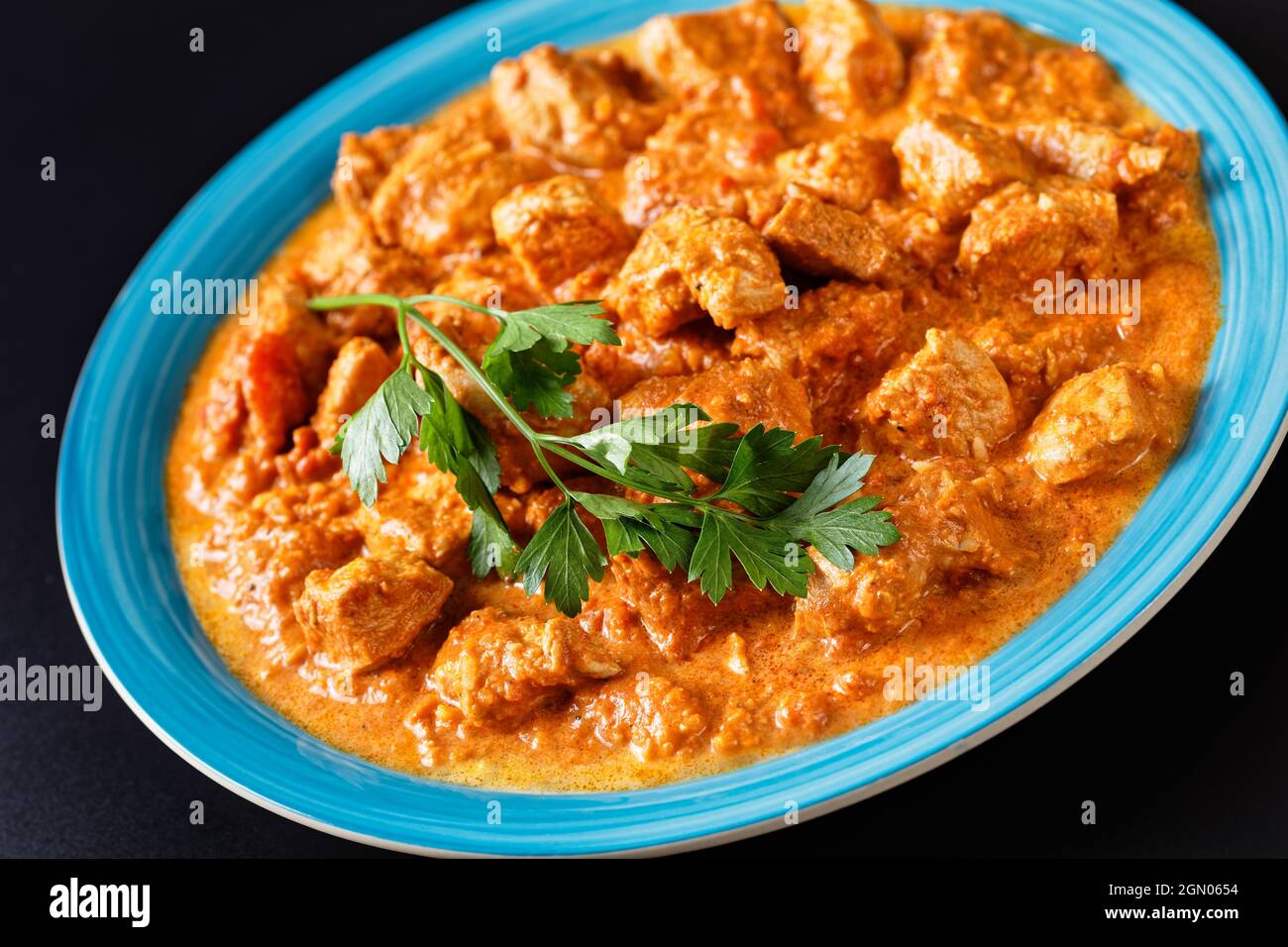 murgh makhani, butter chicken, curry of tandoori chicken in a spiced