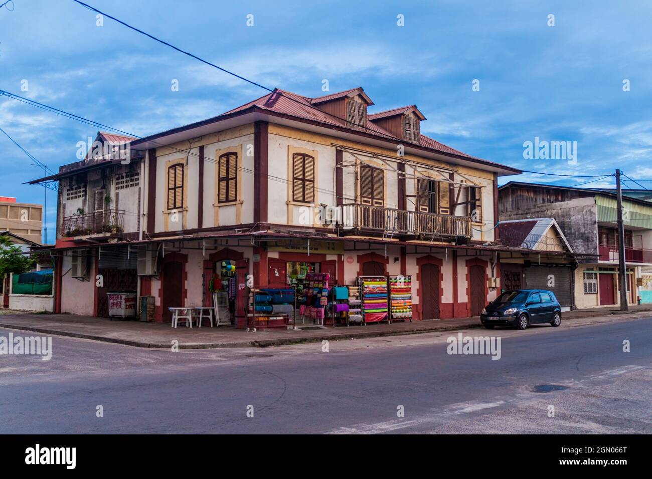 ST LAURENT DU MARONI, FRENCH GUIANA - AUGUST 4, 2015: Colonial buildings in St Laurent du Maroni, French Guiana. Stock Photo