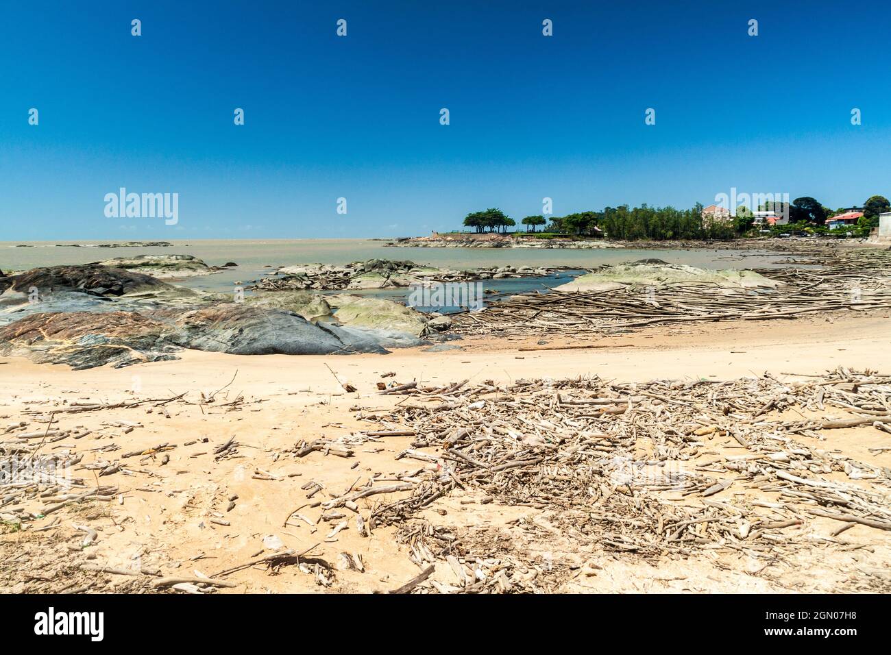 Sea in Cayenne, capital of French Guiana, during the low tide. Stock Photo