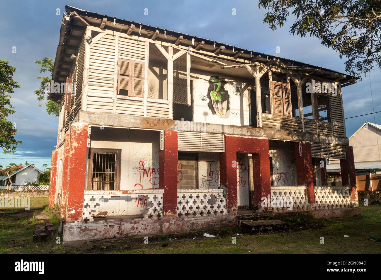 Abbandoned building in St Laurent du Maroni, French Guiana. Stock Photo