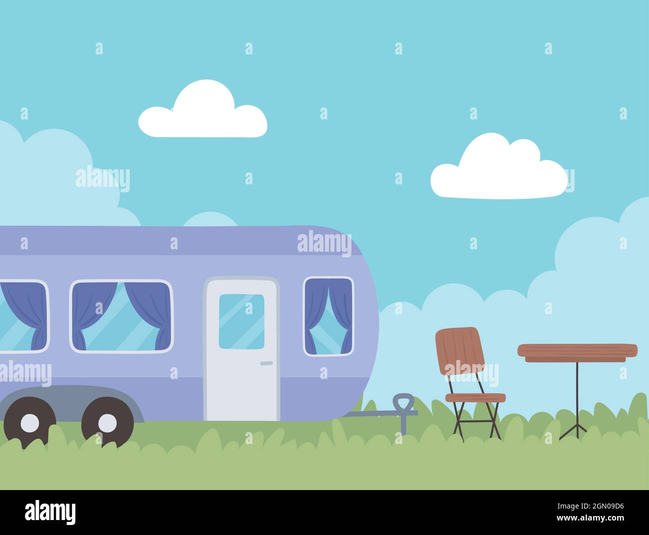 trailer camper in field Stock Vector Image & Art - Alamy
