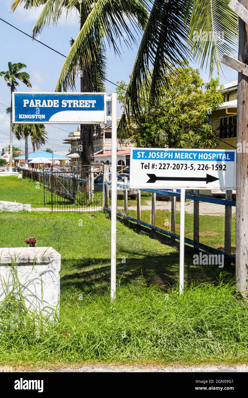 Parade Street name sign in Georgetown, Guayana Stock Photo