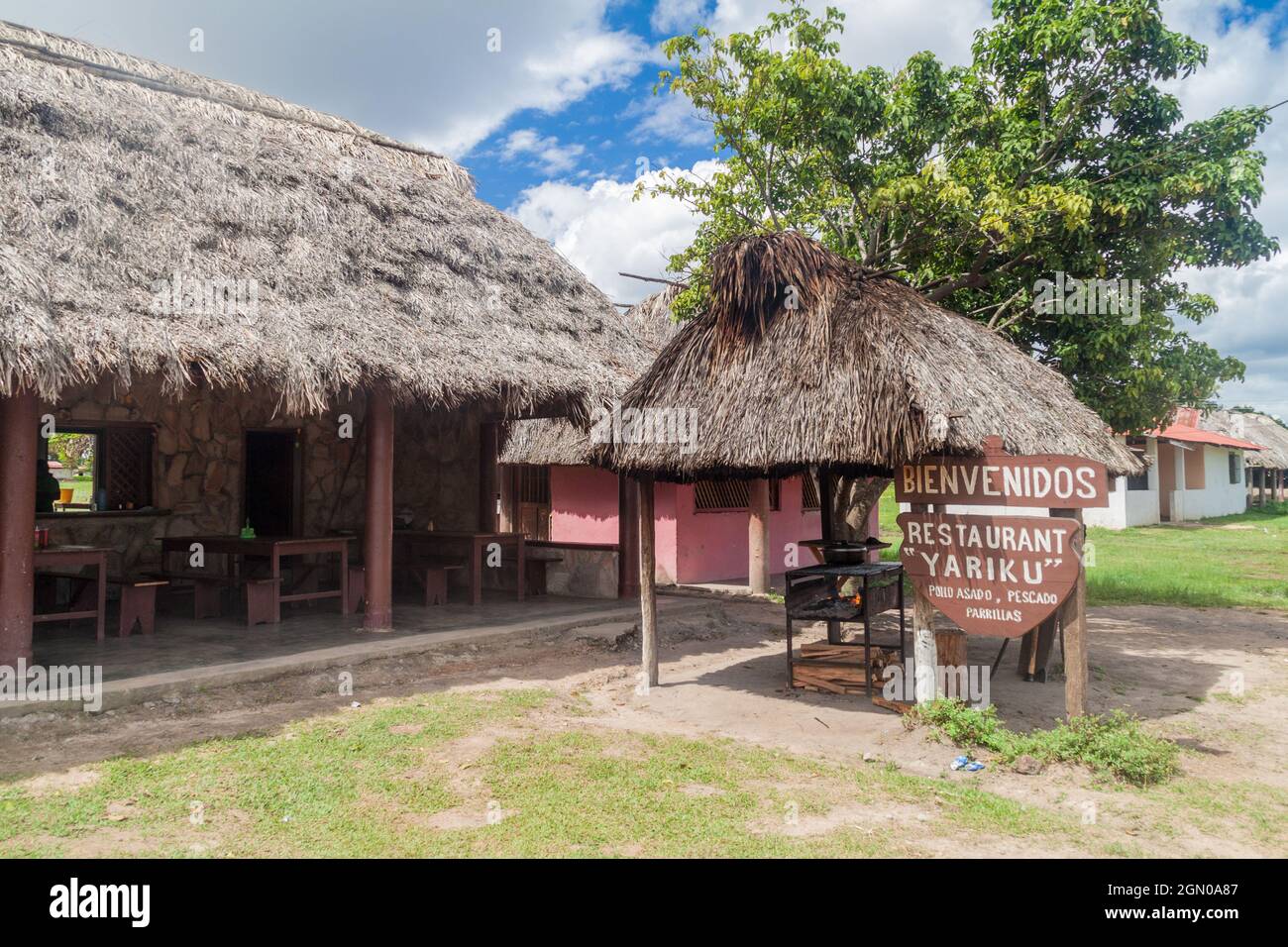 GRAN SABANA, VENEZUELA - AUGUST 13, 2015: Rural restaurant in an indigenous village in Gran Sabana region of Venezuela Stock Photo