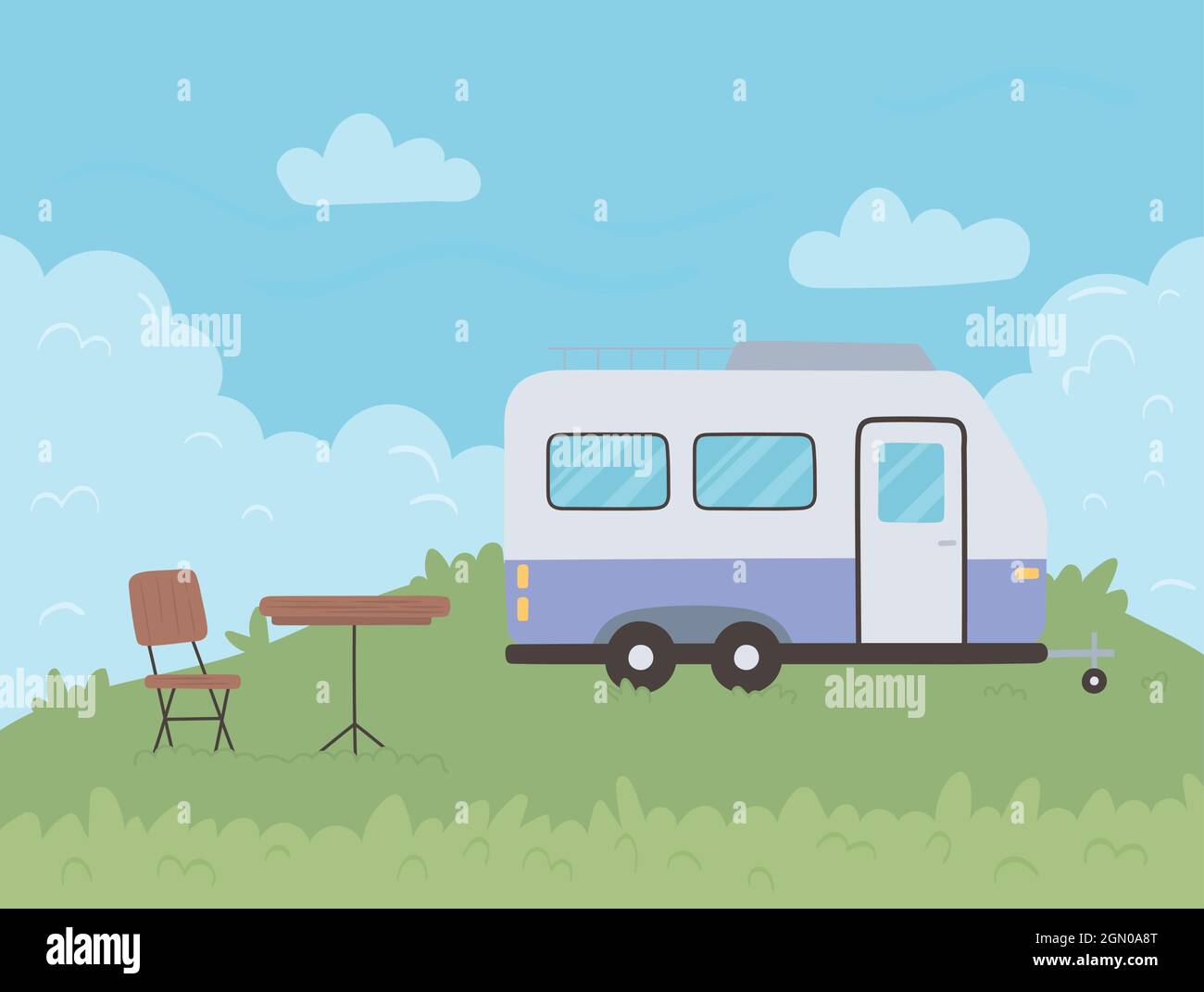 trailer in campsite Stock Vector Image & Art - Alamy