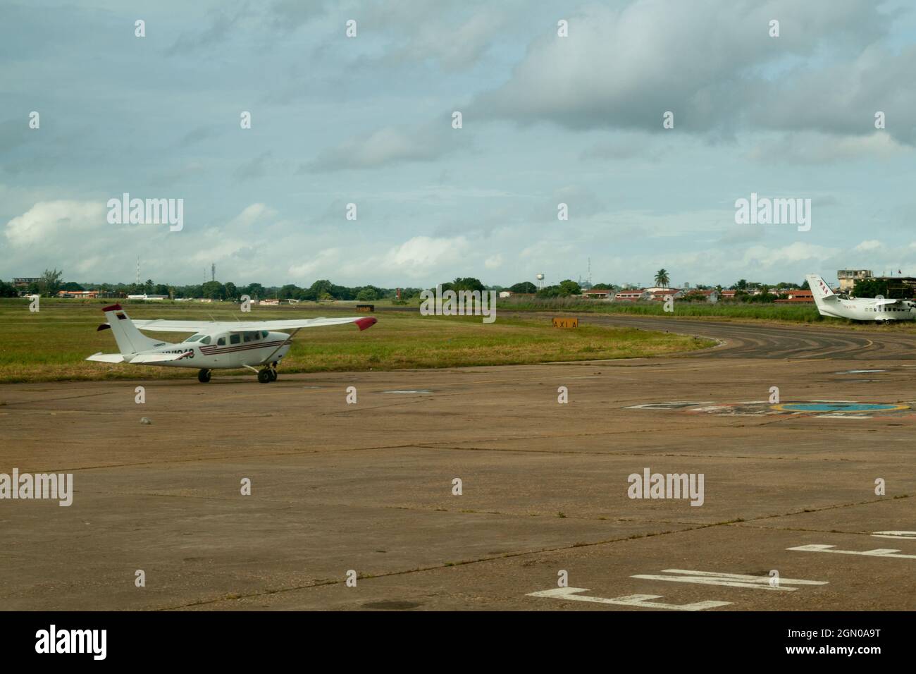 CIUDAD BOLIVAR, VENEZUELA - AUGUST 16, 2015: Airplanes at the airport of Ciudad Bolivar, Venezuela Stock Photo