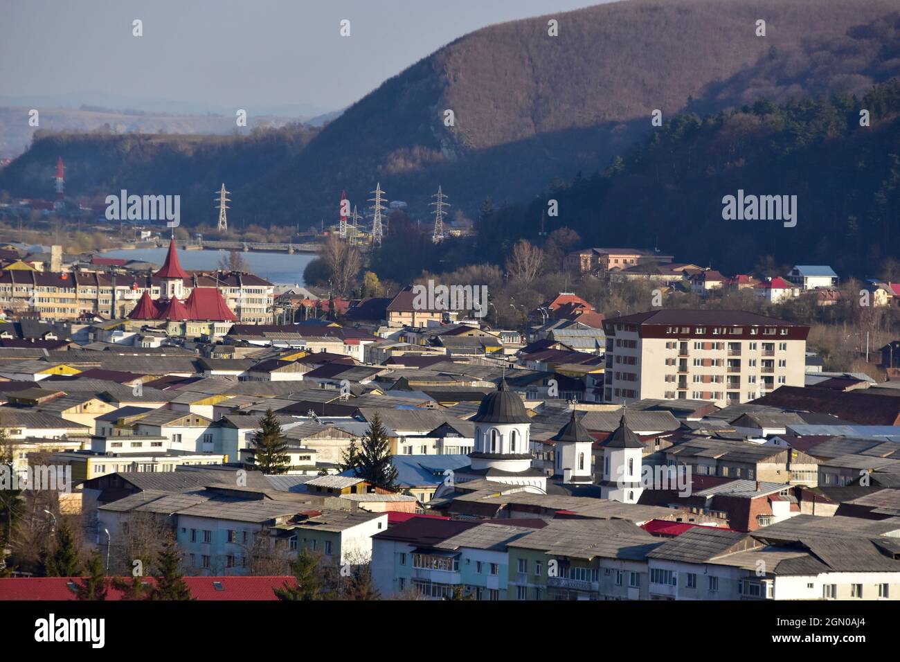 Scenic view of the Piatra Neamt city in Romania Stock Photo