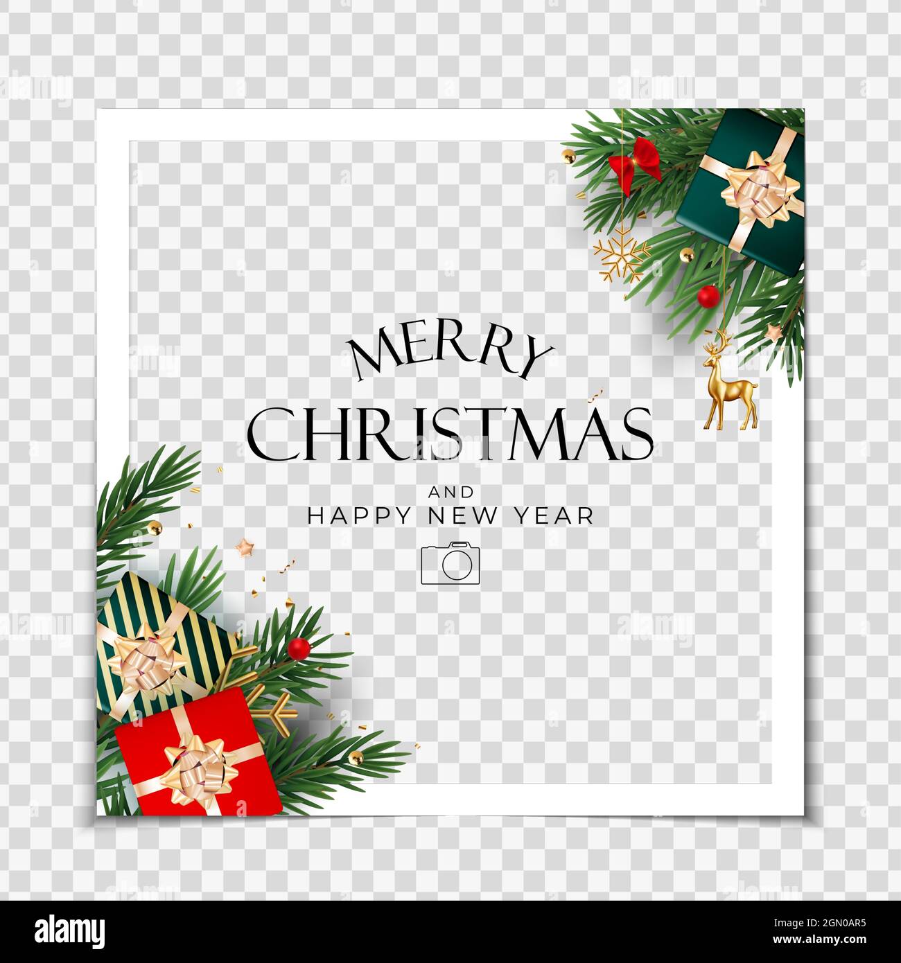 Christmas Holiday Party Photo Frame Background. Happy New Year and