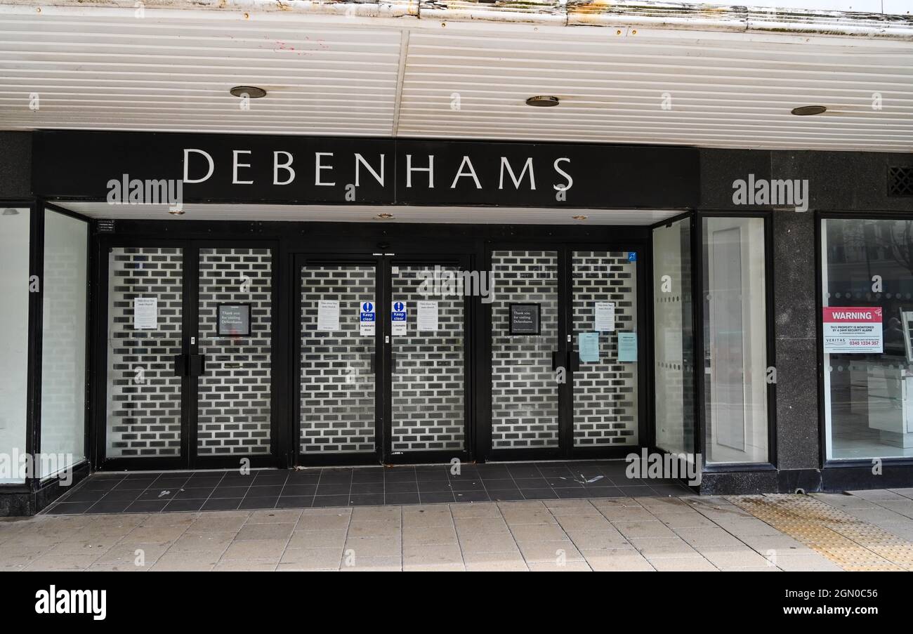 The closed down Debenhams Department store in Worthing , West Sussex , England , UK  Photograph taken by Simon Dack Stock Photo