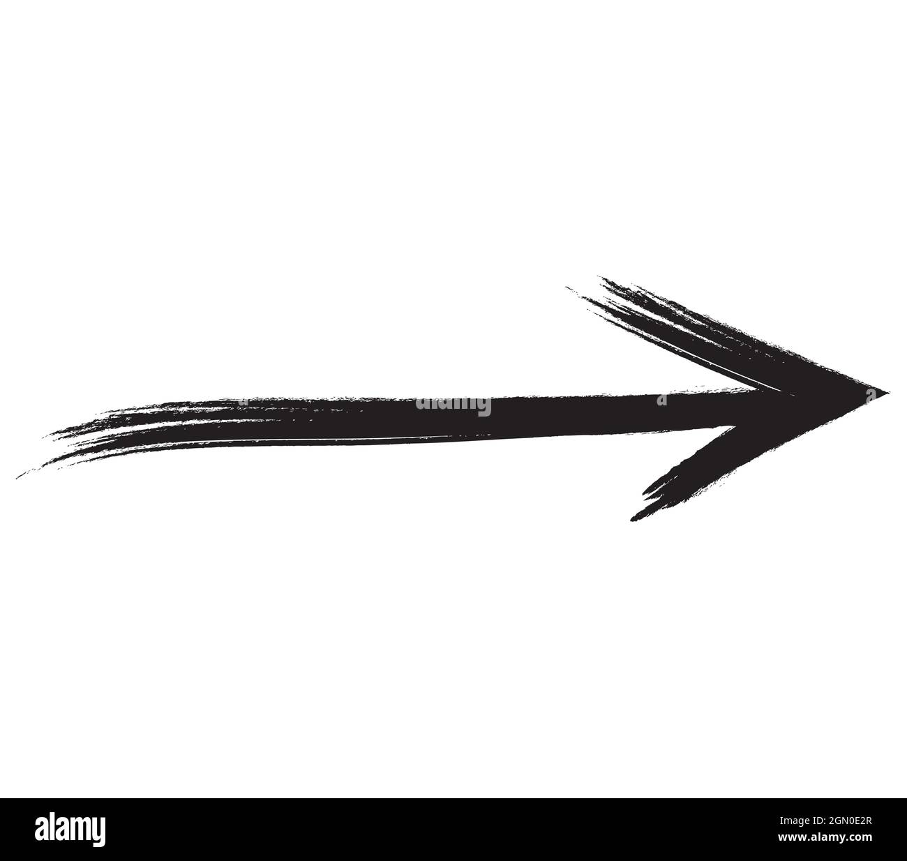 Black hand drawn brush stroke arrow isolated on white. Vectpr ...