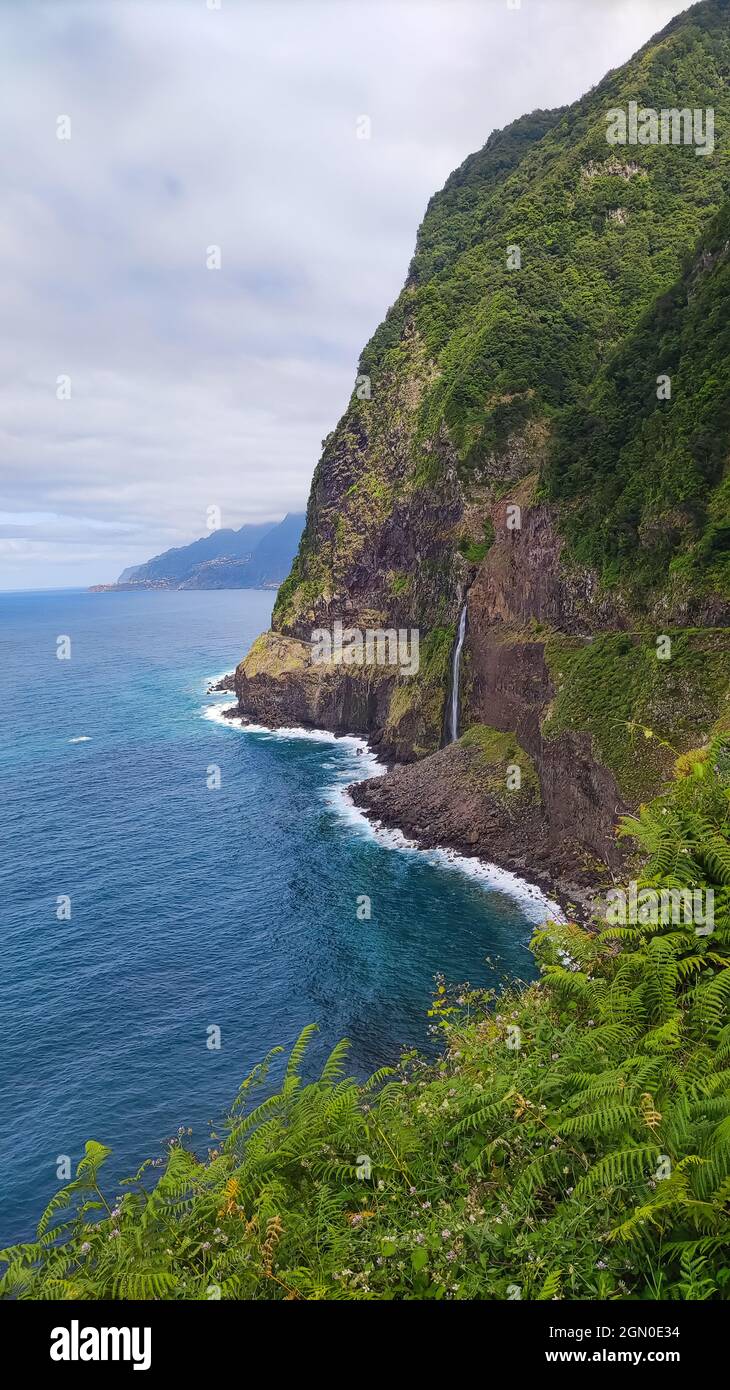 Beautiful scenery of Bridal Veil Falls (Veu da Noiva) at Ponta do Poiso