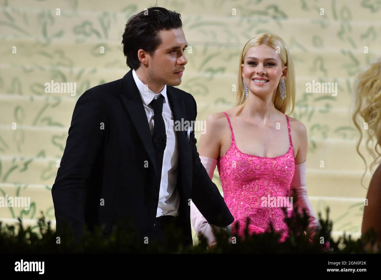 Brooklyn Beckham and Nicola Peltz attend The 2021 Met Gala Celebrating In America: A Lexicon Of Fashion at The Metropolitan Museum of Art on September Stock Photo
