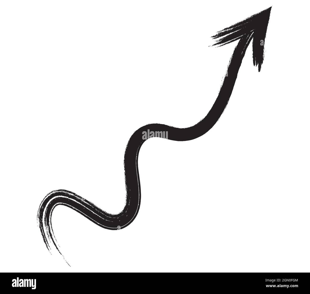 Black hand drawn brush stroke arrow isolated on white. Vectpr ...