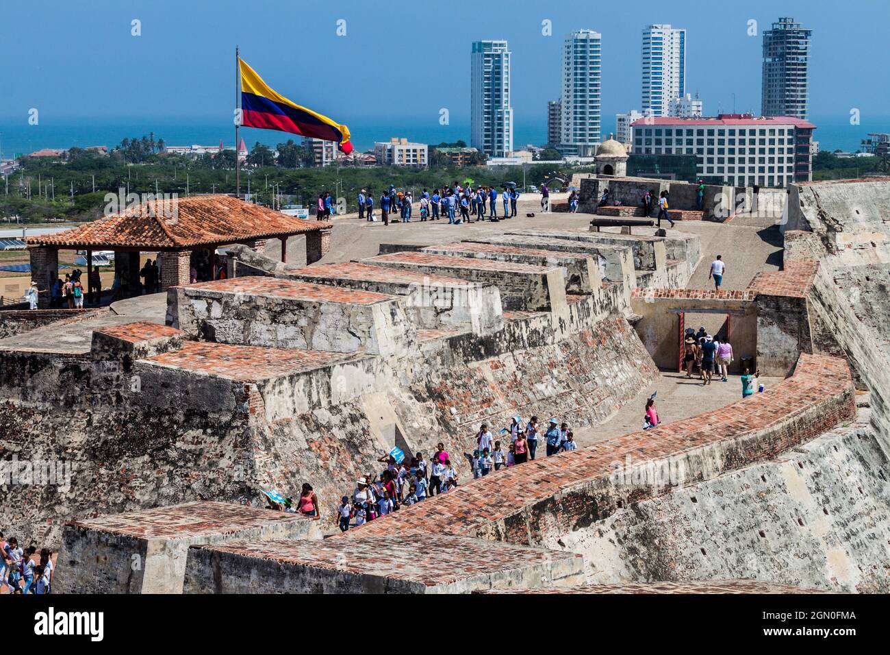 CARTAGENA DE INDIAS, COLOMBIA - AUG 30, 2015: Tourists visit Castillo ...