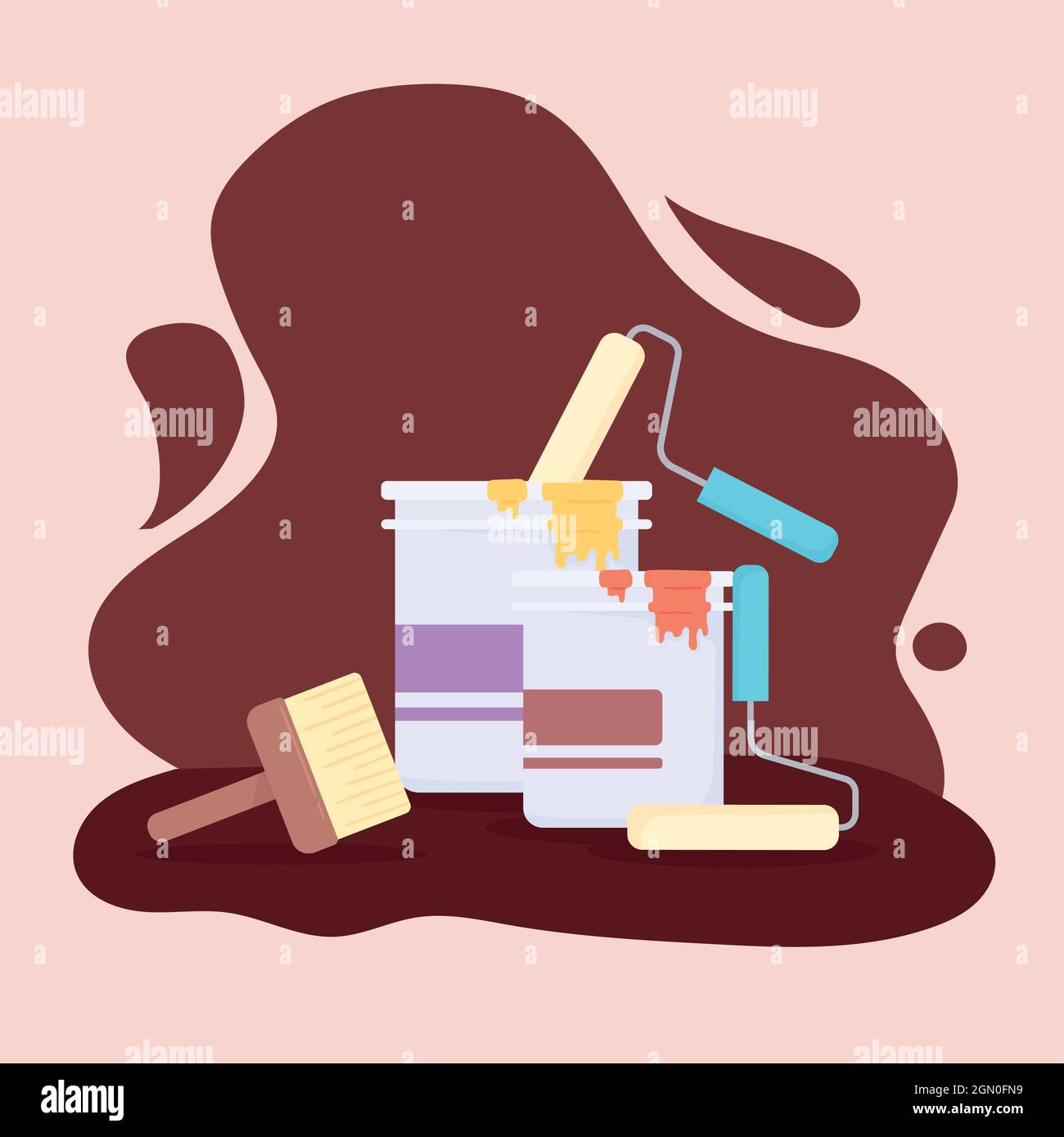 paint bucket and roller Stock Vector Image & Art - Alamy