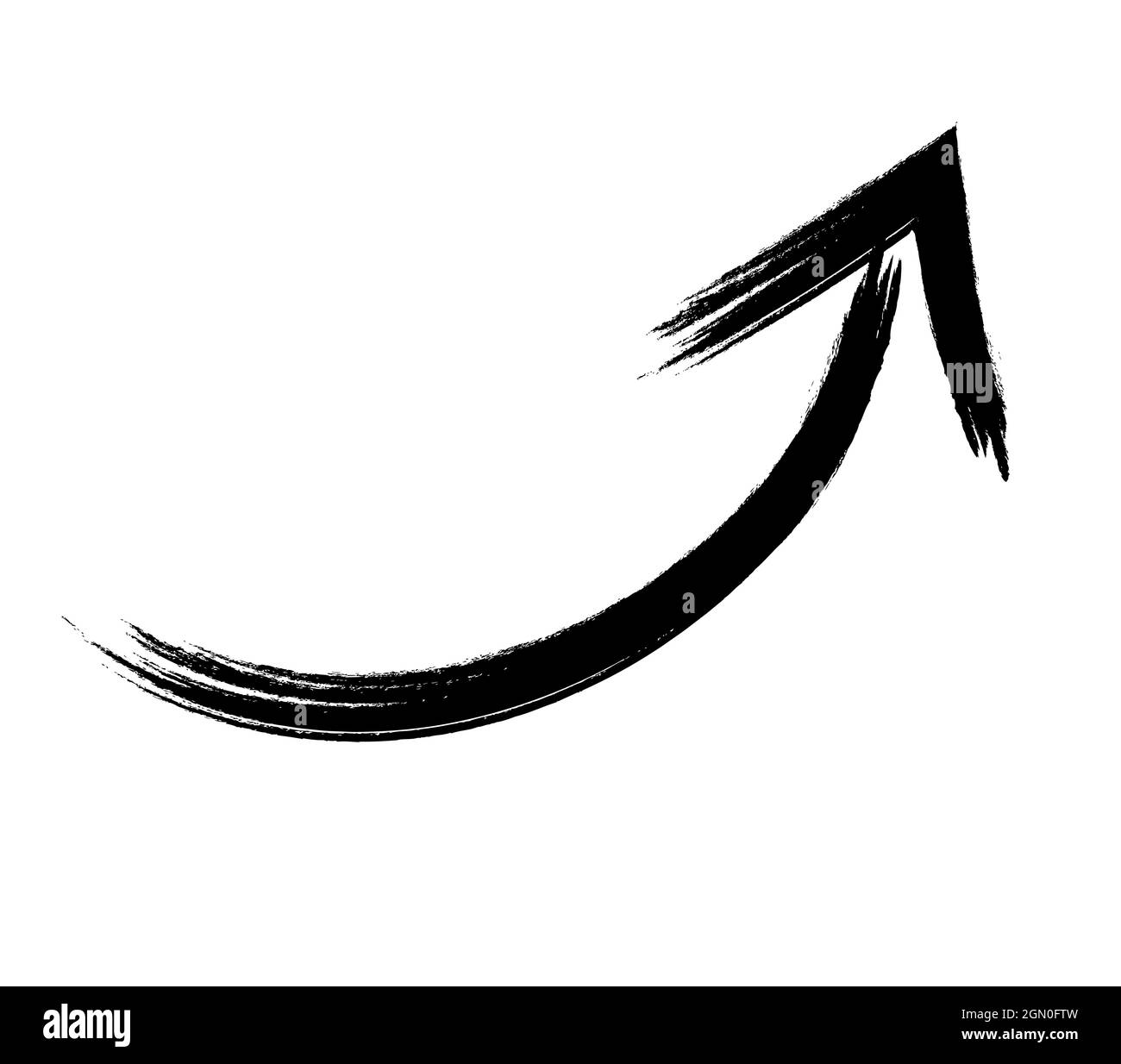 Black hand drawn brush stroke arrow isolated on white. Vectpr ...