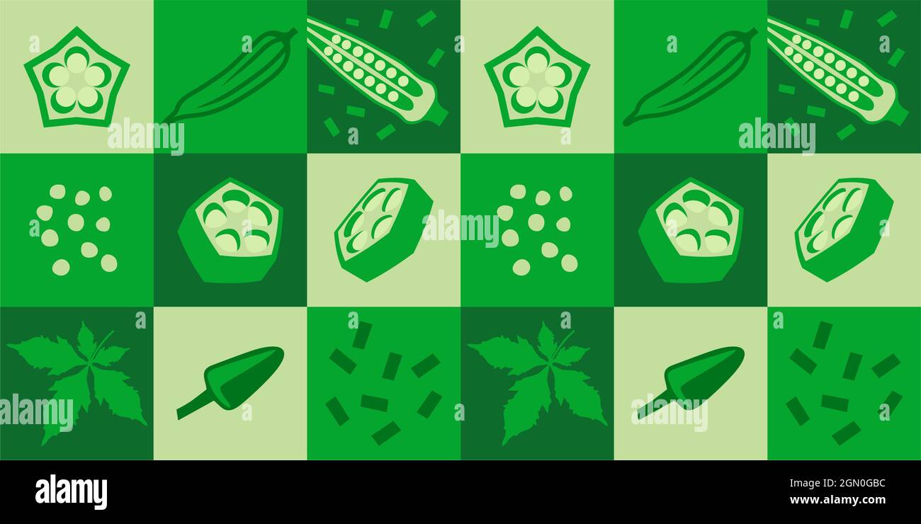 Ladyfinger also known Okra abstract seamless geometric vector pattern