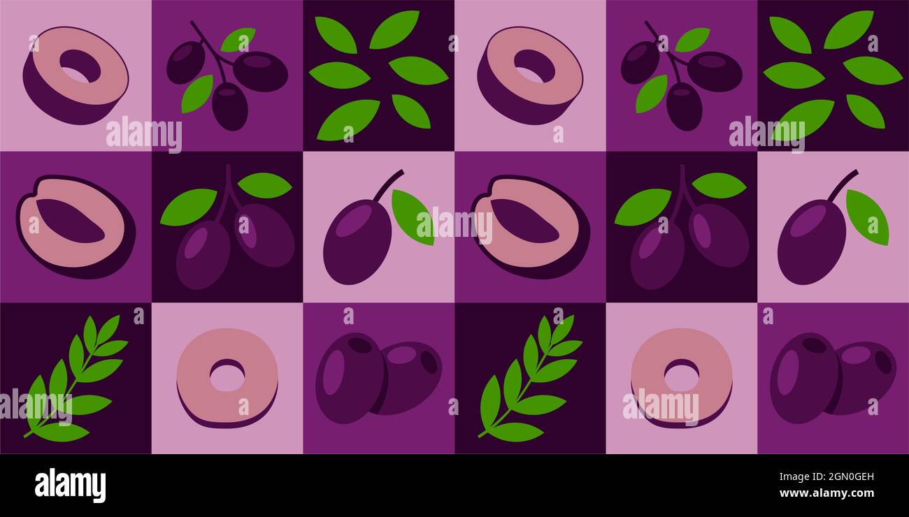 Black Olive abstract seamless geometric vector pattern for packaging design Stock Vector