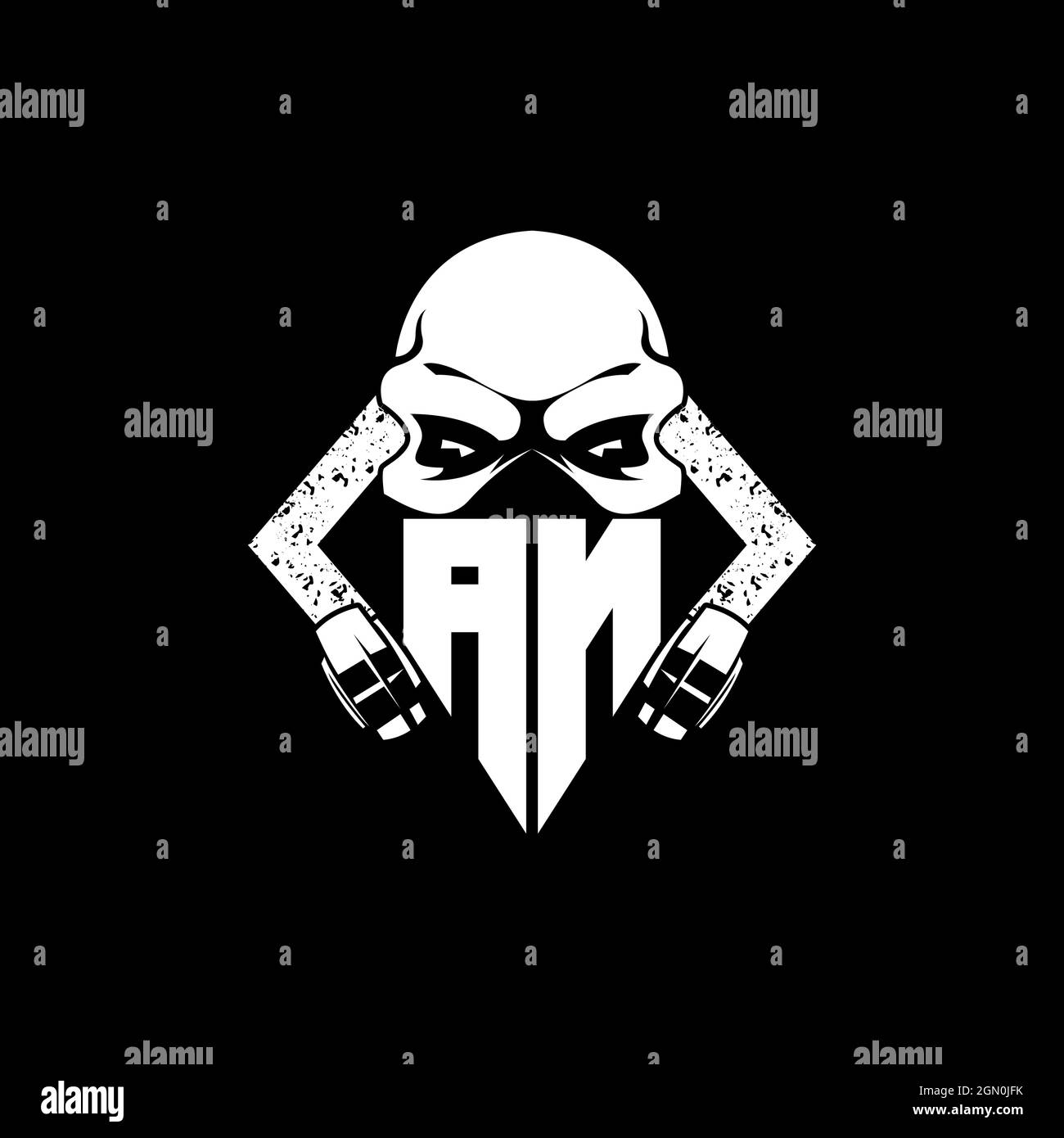 AN Monogram ESport Gaming with Skull Mask Shape Style Vector Stock Vector