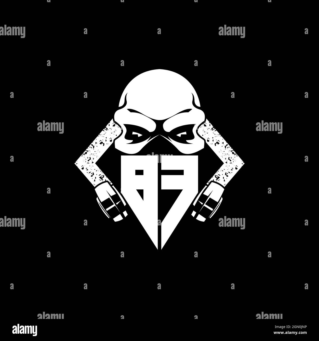 BF Monogram ESport Gaming with Skull Mask Shape Style Vector Stock Vector