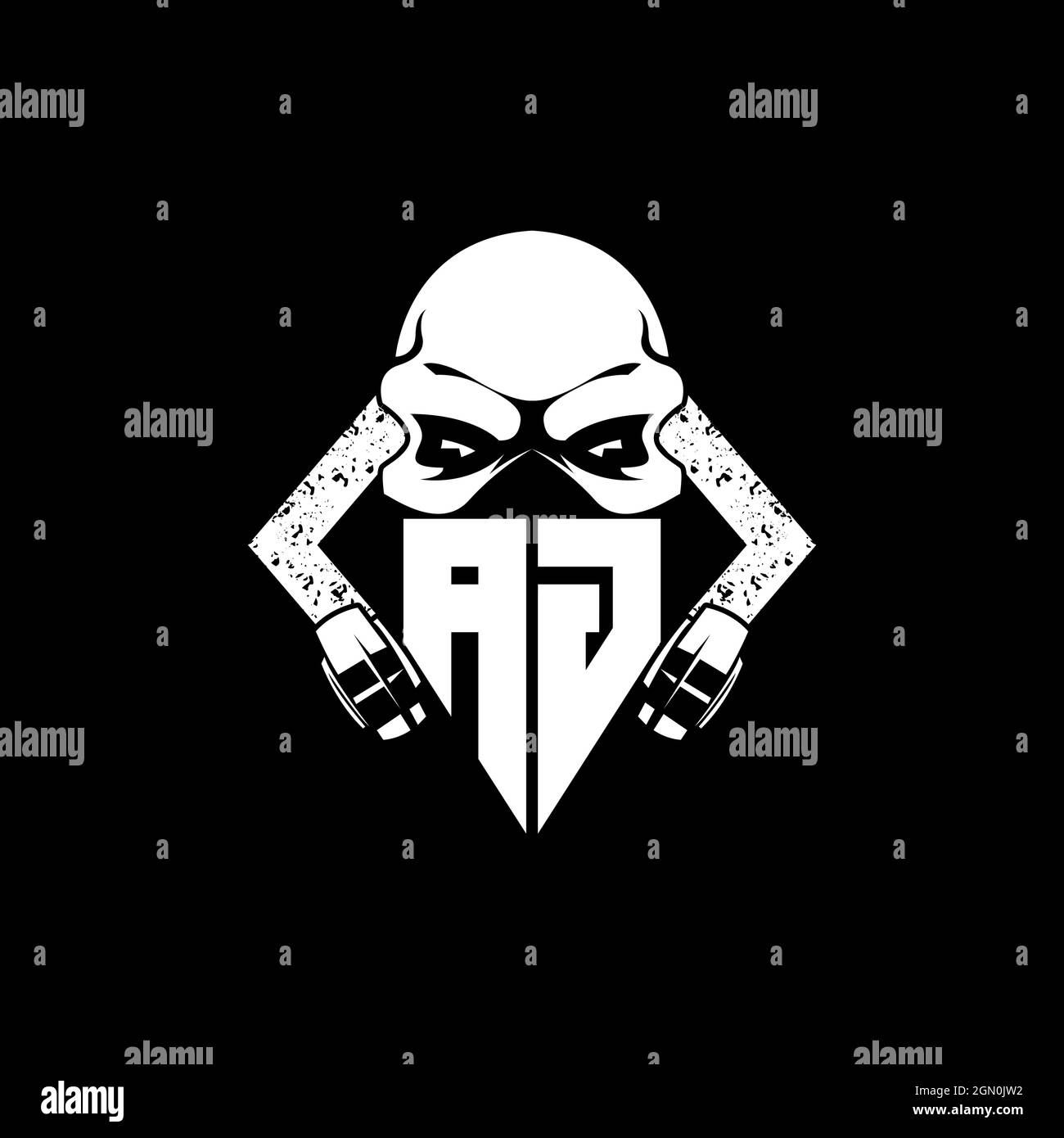 AG Monogram ESport Gaming with Skull Mask Shape Style Vector Stock Vector