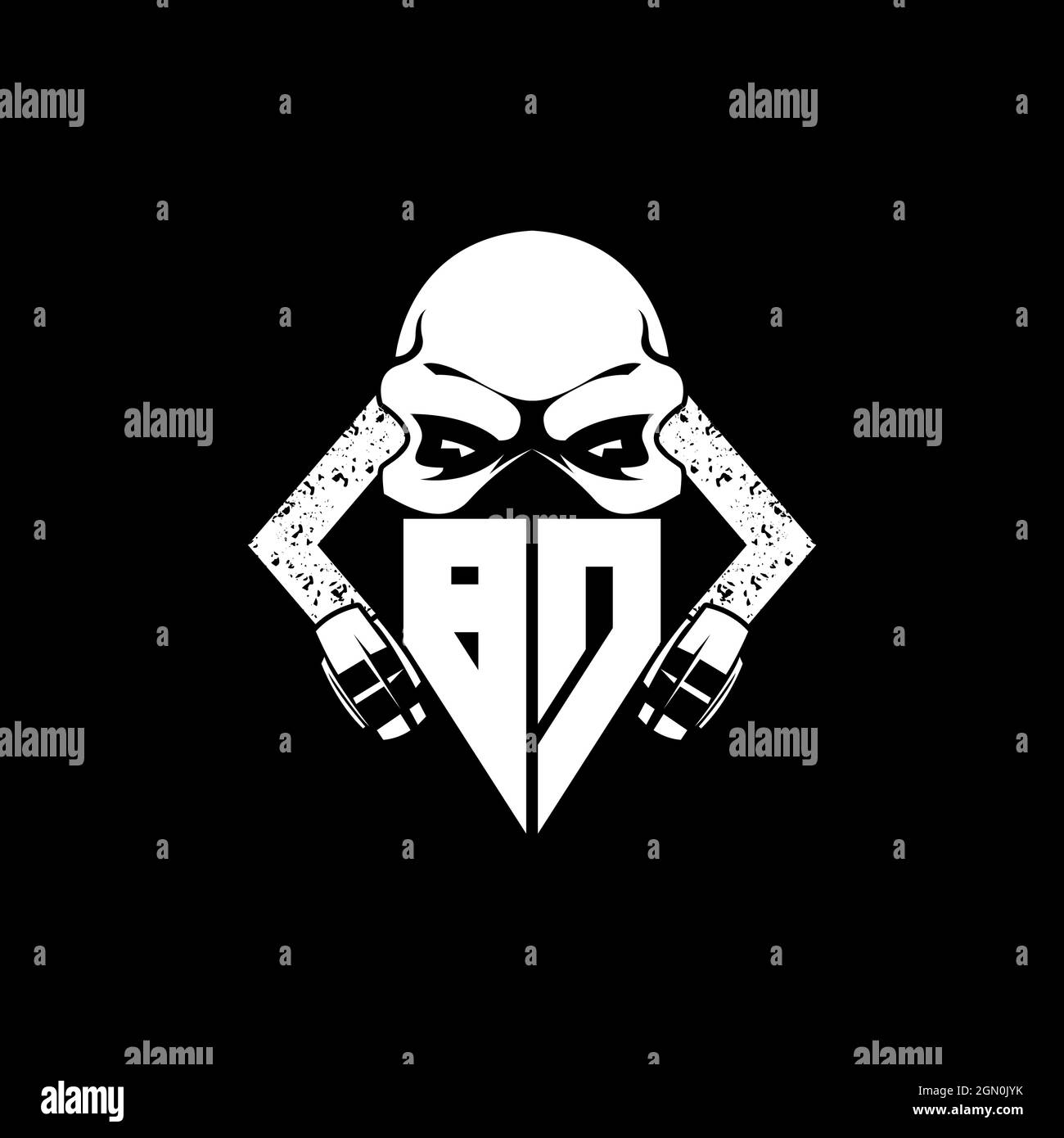 BD Monogram ESport Gaming with Skull Mask Shape Style Vector Stock Vector