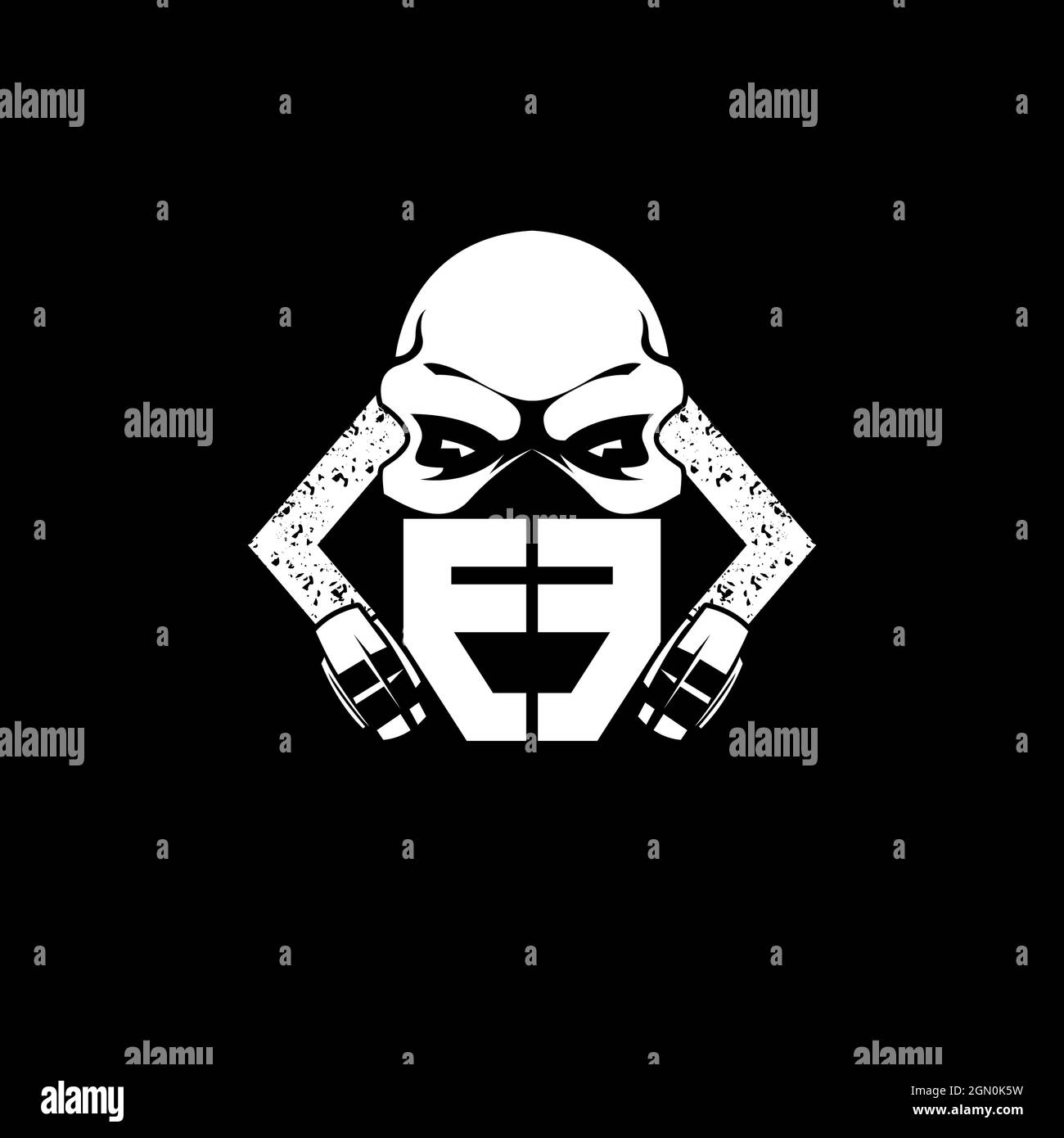 EE Monogram ESport Gaming with Skull Mask Shape Style Vector Stock Vector